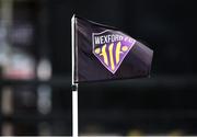 21 April 2023; The Wexford crest is seen on a corner flag before the SSE Airtricity Men's First Division match between Wexford and Finn Harps at Ferrycarrig Park in Wexford. Photo by Michael P Ryan/Sportsfile