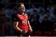 23 April 2023; Pat Havern of Down reacts during the Ulster GAA Football Senior Championship Quarter-Final match between Down and Donegal at Pairc Esler in Newry, Down. Photo by Ramsey Cardy/Sportsfile