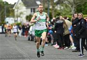 23 April 2023; Kieran Kelly of Raheny Shamrock AC, Dublin competes in the senior men's event during the 123.ie National Road Relay Championships at Raheny in Dublin. Photo by Sam Barnes/Sportsfile