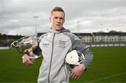 26 April 2023; In attendance at an FAI Junior Cup media is Jimmy Carr of St Michael's AFC with the FAI Junior Cup at Jackman Park in Limerick. Photo by Sam Barnes/Sportsfile