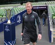 28 April 2023; Head coach Leo Cullen  walks out for a Leinster Rugby captain's run at the Aviva Stadium in Dublin. Photo by Harry Murphy/Sportsfile