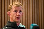 5 May 2023; Head coach Leo Cullen during a Leinster Rugby media conference at the Aviva Stadium in Dublin. Photo by Harry Murphy/Sportsfile