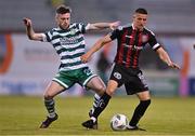 5 May 2023; Keith Buckley of Bohemians in action against Jack Byrne of Shamrock Rovers during the SSE Airtricity Men's Premier Division match between Shamrock Rovers and Bohemians at Tallaght Stadium in Dublin. Photo by Ben McShane/Sportsfile