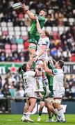 5 May 2023; Jordi Murphy of Ulster wins possession in the lineout against Kieran Treadwell of Ulster during the United Rugby Championship Quarter-Final match between Ulster and Connacht at Kingspan Stadium in Belfast. Photo by Ramsey Cardy/Sportsfile