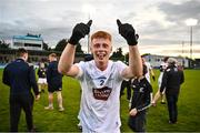 6 May 2023; Harry O'Neill of Kildare celebrates after his side's victory in the Eirgrid GAA Football All-Ireland U20 Championship Semi-Final match between Kildare and Down at Parnell Park in Dublin. Photo by Tyler Miller/Sportsfile