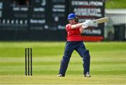 7 May 2023; Amy Caulfield of Dragons bats during the Evoke Super Series 2023 match between Dragons and Scorchers at Lisburn Cricket Club, Wallace Park in Lisburn, Down. Photo by Oliver McVeigh/Sportsfile