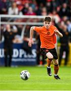 6 May 2023; Sam Dunne of St Kevin's FC during the FAI Under 17 Cup Final 2022/23 match between Cherry Orchard FC and St Kevin’s Boys FC at Richmond Park in Dublin. Photo by Tyler Miller/Sportsfile