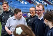 10 May 2023; Leinster rugby players Emma Tilly and Scott Penny during a Leinster Rugby Inclusion Rugby open day at Energia Park in Dublin. Photo by Piaras Ó Mídheach/Sportsfile