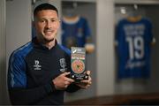 11 May 2023; Ronan Coughlan of Waterford with his award for the SSE Airtricity / SWI Player of the Month for April 2023 at the Waterford Regional Sports Centre. Photo by Stephen McCarthy/Sportsfile