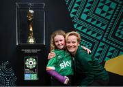 10 May 2023; Republic of Ireland manager Vera Pauw and Republic of Ireland supporter Annie Mulholland, age 8, from Newbridge, Kildare, with the FIFA Women’s World Cup trophy, part of the FIFA Women’s World Cup Trophy Tour in Dublin, at The Mansion House. The FIFA Women’s World Cup Trophy Tour began in February and is visiting all 32 of the tournament’s participating nations – more countries than ever before! The tour is ‘Going Beyond’ to inspire people of all ages to get excited about the FIFA Women’s World Cup Australia & New Zealand 2023. Photo by Stephen McCarthy/Sportsfile