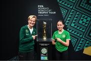 10 May 2023; Republic of Ireland manager Vera Pauw and supporter Ellie Bohanna, age 13, from Phibsborough, Dublin, with the FIFA Women’s World Cup trophy, part of the FIFA Women’s World Cup Trophy Tour in Dublin, at The Mansion House. The FIFA Women’s World Cup Trophy Tour began in February and is visiting all 32 of the tournament’s participating nations – more countries than ever before! The tour is ‘Going Beyond’ to inspire people of all ages to get excited about the FIFA Women’s World Cup Australia & New Zealand 2023. Photo by Stephen McCarthy/Sportsfile