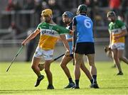 10 May 2023; Conor Doyle of Offaly has his jersey pulled by Jack O'Shea of Dublin, 6, during the oneills.com Leinster GAA Hurling U20 Championship Semi-Final match between Offaly and Dublin at Glenisk O'Connor Park in Tullamore, Offaly. Photo by Piaras Ó Mídheach/Sportsfile