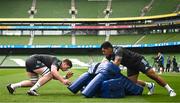 12 May 2023; Joe McCarthy and Michael Ala'alatoa during a Leinster Rugby captain's run at the Aviva Stadium in Dublin. Photo by Harry Murphy/Sportsfile