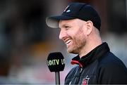 12 May 2023; Dundalk head coach Stephen O'Donnell is interviewed for LOITV before the SSE Airtricity Men's Premier Division match between Dundalk and Cork City at Oriel Park in Dundalk, Louth. Photo by Ramsey Cardy/Sportsfile