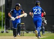 16 May 2023; Tim Tector, left, and Adam Rosslee of Leinster Lightning take a single run during the CI Inter-Provincial Series 2023 match between Leinster Lightning and Northern Knights at Pembroke Cricket Club in Dublin. Photo by Brendan Moran/Sportsfile