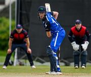 16 May 2023; Harry Tector of Leinster Lightning awaits a delivery during the CI Inter-Provincial Series 2023 match between Leinster Lightning and Northern Knights at Pembroke Cricket Club in Dublin. Photo by Brendan Moran/Sportsfile