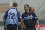 13 June 2004; Dublin manager Humphrey Kelleher wishes Michael Carton, Dublin, good luck before the game. Guinness Leinster Senior Hurling Championship Quarter-Final, Dublin v Westmeath, Croke Park, Dublin. Picture credit; Brian Lawless / SPORTSFILE