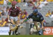 13 June 2004; Dermot Curley, Westmeath, in action against David Donnelly, Dublin. Guinness Leinster Senior Hurling Championship Quarter-Final, Dublin v Westmeath, Croke Park, Dublin. Picture credit; Brian Lawless / SPORTSFILE