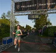16 May 2023; Ide Nic Dhomhnaill of West Limerick AC, Limerick, crosses the finish line to win the women's event in the Bob Heffernan & Mary Hanley 5k Road Race 2023, Round 3 of the Peugeot Race Series, in Enfield, Meath. Photo by Ramsey Cardy/Sportsfile