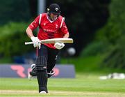 18 May 2023; PJ Moor of Munster Reds takes a single run during the Rario Inter-Provincial Cup match between Leinster Lightning and Munster Reds at Pembroke Cricket Club in Dublin. Photo by Tyler Miller/Sportsfile