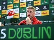 19 May 2023; Head coach Ronan O'Gara during the La Rochelle media conference at the Aviva Stadium in Dublin. Photo by Harry Murphy/Sportsfile