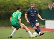 19 May 2023; Dane Massey of Bray Wanderers in action against Nathan Gleeson of Kerry FC during the SSE Airtricity Men's First Division match between Kerry and Bray Wanderers at Mounthawk Park in Tralee, Kerry. Photo by Michael P Ryan/Sportsfile