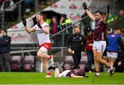20 May 2023; Frank Burns of Tyrone fouls Jack Glynn of Galway in which he was sent off  during the GAA Football All-Ireland Senior Championship Round 1 match between Galway and Tyrone at Pearse Stadium in Galway. Photo by Ray Ryan/Sportsfile