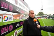 20 May 2023; LGBT Ireland branding before the SSE Airtricity Women's Premier Division match between Bohemians and Athlone Town at Dalymount Park in Dublin. Photo by Seb Daly/Sportsfile