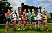 29 May 2023; In attendance at the launch of the 2023 TG4 All-Ireland Ladies Football Championships, at Durrow Castle in Durrow, Laois, are, from left, Ruth Bermingham of Carlow, Claire Dunne of Sligo, Maria Reilly of Mayo, Aimee Mackin of Armagh, Niamh O’Sullivan of Meath, Louise Ní Mhuircheartaigh of Kerry, Amy Hamill of Monaghan and Síofra Ní Chonaill of Clare with the West County Hotel Cup, the Brendan Martin Cup and the Mary Quinn Memorial Cup. The very first All-Ireland Ladies Senior Football Final, between winners Tipperary and opponents Offaly, was played in Durrow in 1974, while the 2023 decider at Croke Park on Sunday August 13 will mark the LGFA’s 50th All-Ireland Senior Final. The 2023 TG4 All-Ireland Ladies Football Championships get underway on the weekend of June 10/11, with the opening round of Intermediate Fixtures. All games in the 2023 TG4 All-Ireland Championships will be available live to viewers, either on TG4 or via the LGFA’s live-streaming portal: https://bit.ly/3oktfD5 #ProperFan Photo by Brendan Moran/Sportsfile