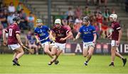 27 May 2023; Ian Ward of Galway in action against Sam Dooley, left, and Billy Collins of Tipperary during the GAA Celtic Challenge Cup Finals match between Galway and Tipperary at St Brendan’s Park in Birr, Offaly. Photo by Michael P Ryan/Sportsfile