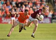 27 May 2023; Luke Loughlin of Westmeath in action against Aidan Forker of Armagh during the GAA Football All-Ireland Senior Championship Round 1 match between Armagh and Westmeath at the BOX-IT Athletic Grounds in Armagh. Photo by Oliver McVeigh/Sportsfile