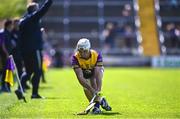 28 May 2023; Cathal Dunbar of Wexford scores a point from a sideline cut during the Leinster GAA Hurling Senior Championship Round 5 match between Wexford and Kilkenny at Chadwicks Wexford Park in Wexford. Photo by Eóin Noonan/Sportsfile