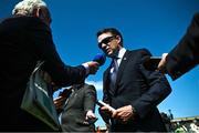 28 May 2023; Trainer AP O'Brien speaks to media during the Tattersalls Irish Guineas Festival at The Curragh Racecourse in Kildare. Photo by David Fitzgerald/Sportsfile