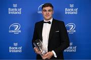28 May 2023; Garry Ringrose with his Irish Times Try of the Year award at the Leinster Rugby Awards Ball, which took place at the Clayton Hotel Burlington Road in Dublin, was a celebration of the 2022/23 Leinster Rugby season. Photo by Ramsey Cardy/Sportsfile