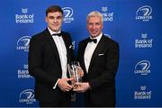 28 May 2023; Garry Ringrose is presented the BDO Supporters Player of the Year award by Ciarán Medlar of BDO at the Leinster Rugby Awards Ball, which took place at the Clayton Hotel Burlington Road in Dublin, was a celebration of the 2022/23 Leinster Rugby season. Photo by Ramsey Cardy/Sportsfile