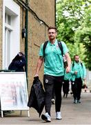 1 June 2023; Mark Adair of Ireland arrives ahead of day one of the Test Match between England and Ireland at Lords Cricket Ground in London, England. Photo by Matt Impey/Sportsfile