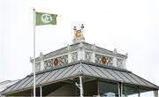 1 June 2023; The Ireland cricket flag flying above the Lords Pavilion during day one of the Test Match between England and Ireland at Lords Cricket Ground in London, England. Photo by Matt Impey/Sportsfile
