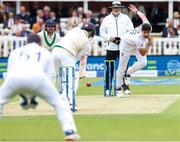 1 June 2023; Josh Tongue of England bowls to James McCollum of Ireland during day one of the Test Match between England and Ireland at Lords Cricket Ground in London, England. Photo by Matt Impey/Sportsfile