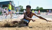 3 June 2023; David Igwe of De La Salle Waterford, competes in the senior boys long jump during the 123.ie All Ireland Schools' Track and Field Championships at Tullamore in Offaly. Photo by Sam Barnes/Sportsfile