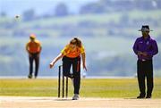 5 June 2023; Niamh MacNulty of Scorchers during the Evoke Super Series 2023 match between Scorchers and Typhoons at Oak Hill Cricket Club in Kilbride, Wicklow. Photo by Tyler Miller/Sportsfile