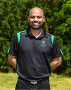 5 June 2023; Umpire, Azam Baig, poses for a portrait during the Evoke Super Series 2023 match between Scorchers and Typhoons at Oak Hill Cricket Club in Kilbride, Wicklow. Photo by Tyler Miller/Sportsfile