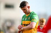 4 June 2023; Patrick McBrearty of Donegal leaves the pitch after his side's loss in the GAA Football All-Ireland Senior Championship Round 2 match between Donegal and Derry at MacCumhaill Park in Ballybofey, Donegal. Photo by Brendan Moran/Sportsfile