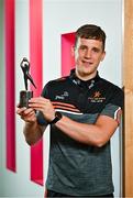 7 June 2023; PwC GAA/GPA Player of the Month for May in football, Shane McGuigan of Derry, with his award at PwC offices in Dublin. Photo by Sam Barnes/Sportsfile