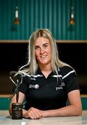 7 June 2023; PwC GPA Player of the Month for May in camogie, Dearbhla Magee of Down, with her award at PwC’s offices in Dublin. Photo by Sam Barnes/Sportsfile