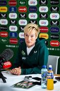 9 June 2023; Republic of Ireland manager Vera Pauw during a Republic of Ireland women training camp squad announcement at Circle K Headquarters in Clonskeagh, Dublin. Photo by Harry Murphy/Sportsfile