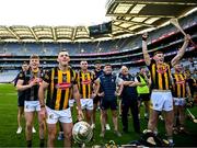 11 June 2023; Eoin Cody of Kilkenny and teammates watch the winning goal on the big screen after their side's victory in the Leinster GAA Hurling Senior Championship Final match between Kilkenny and Galway at Croke Park in Dublin. Photo by Harry Murphy/Sportsfile