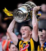 11 June 2023; Kilkenny captain Eoin Cody lifts the Bob O'Keeffe Cup after his side's victory in the Leinster GAA Hurling Senior Championship Final match between Kilkenny and Galway at Croke Park in Dublin.  Photo by Piaras Ó Mídheach/Sportsfile