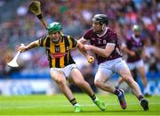 11 June 2023; Eoin Cody of Kilkenny in action against Pádraic Mannion of Galway during the Leinster GAA Hurling Senior Championship Final match between Kilkenny and Galway at Croke Park in Dublin.  Photo by Piaras Ó Mídheach/Sportsfile
