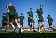 14 June 2023; Evan Ferguson, right, and Nathan Collins during a Republic of Ireland training session at Calista Sports Centre in Antalya, Turkey. Photo by Stephen McCarthy/Sportsfile
