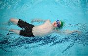 14 June 2023; The Permanent TSB NextGen Swim event took place at the Sport Ireland Aquatic Centre today, to find the next generation of Paralympic Swimmers. Over 30 potential athletes came together to find out what it takes to be a Paralympic Swimmer and work out for the expert coaches. Pictured during the event is Sean Keightley from the National Aquatic Centre Swimming Club in Dublin. Photo by Ramsey Cardy/Sportsfile